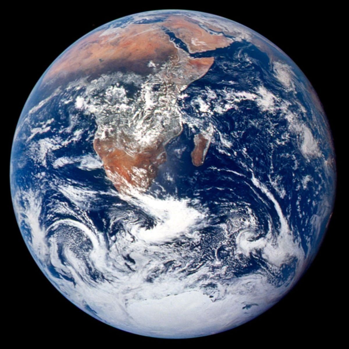 Apollo 17’s Blue Marble view of Earth and its atmosphere. A historical photograph, not the regional map data.