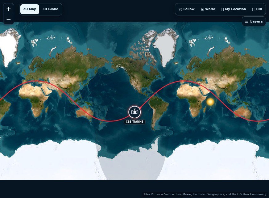 Live satellite map on SpaceTracker.live. Example object: NORAD 48274.
