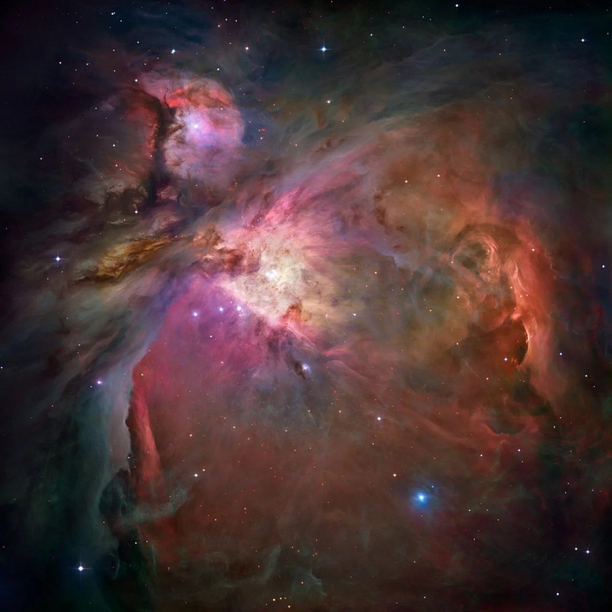 Orion Nebula Hubble mosaic; NASA, ESA, M. Robberto (STScI/ESA), Orion Treasury Project Team