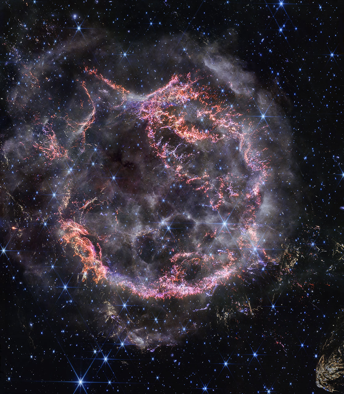Cassiopeia A ejecta shell in Webb near-infrared observations