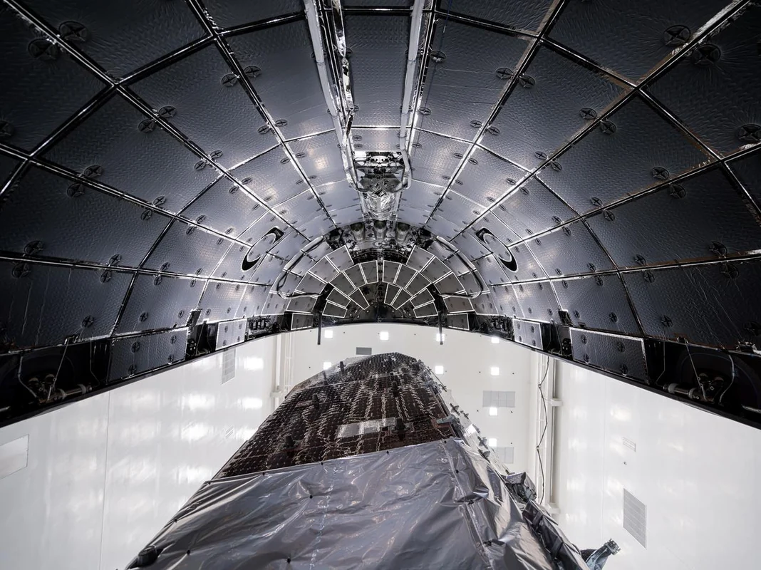 Roman Space Telescope during spacecraft encapsulation before launch