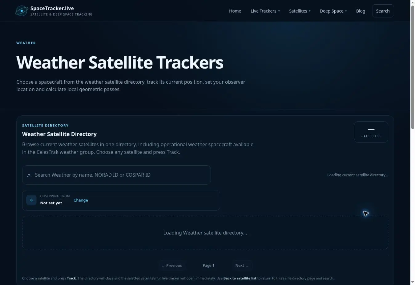 Weather Satellite Tracker data and feature panel